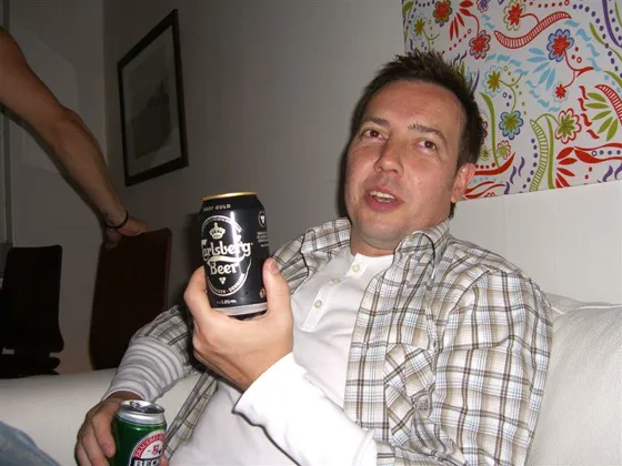 Bjorn telling me about beer